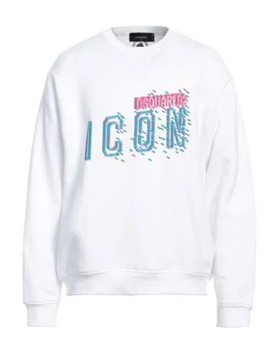 DSQUARED2 DSQUARED2 MAN SWEATSHIRT WHITE SIZE XXL COTTON, ELASTANE