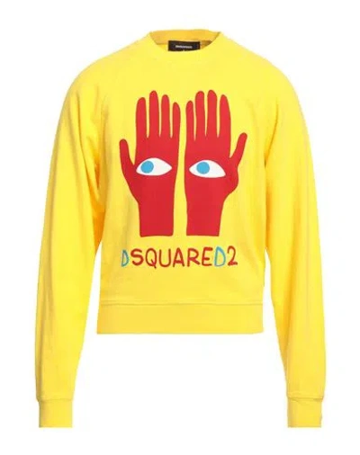 Dsquared2 Man Sweatshirt Yellow Size L Cotton, Elastane