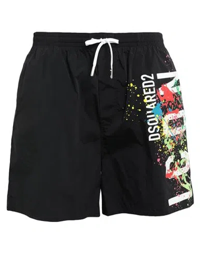 Dsquared2 Man Swim Trunks Black Size 36 Polyamide, Elastane