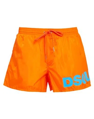 Dsquared2 Man Swim Trunks Orange Size 36 Polyamide