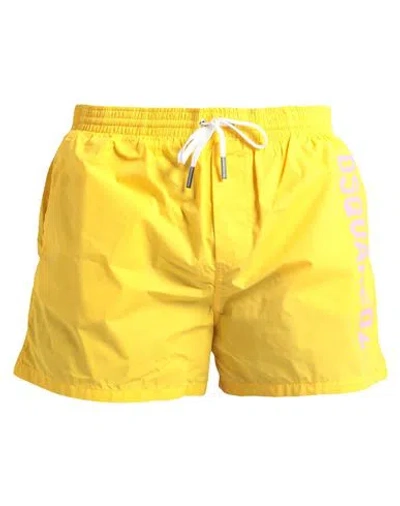 Dsquared2 Man Swim Trunks Yellow Size 38 Polyamide In Yellow
