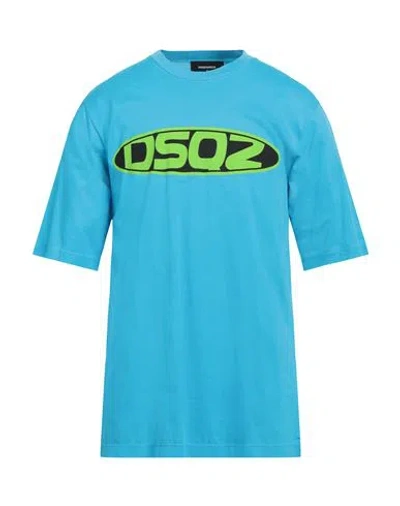 Dsquared2 Man T-shirt Azure Size L Cotton In Blue