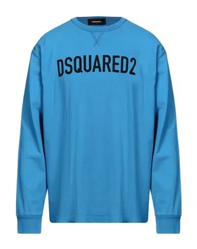 Dsquared2 Man T-shirt Azure Size L Cotton In Blue