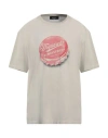 Dsquared2 Man T-shirt Beige Size L Cotton In Beige