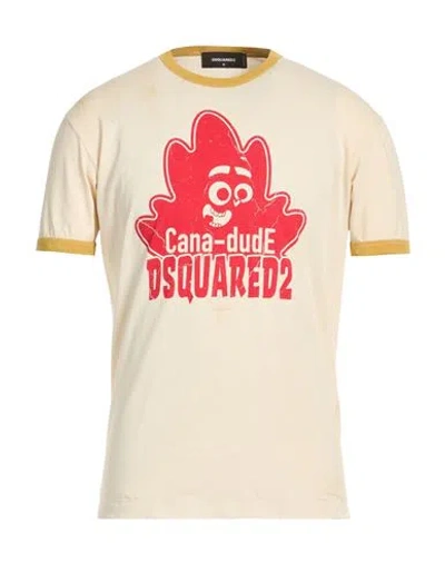 Dsquared2 Man T-shirt Beige Size L Cotton In Neutral