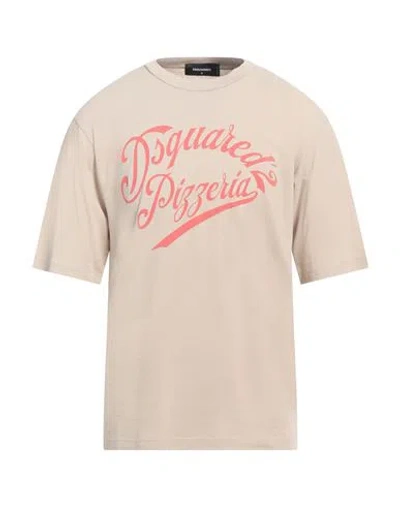 Dsquared2 Logo-print Cotton-blend T-shirt In Beige