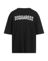 Dsquared2 Mens Black Brand-print Crewneck Regular-fit Cotton-jersey T-shirt