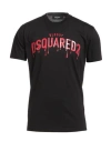 Dsquared2 Crew Neck Bloody Red T-shirt With Embossed Print In Black