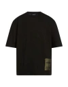 Dsquared2 Solid Color Crew-neck T-shirt With Logoed Patch In Black