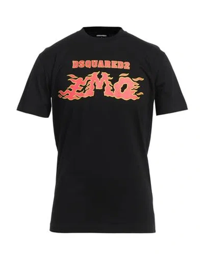 Dsquared2 Man T-shirt Black Size L Cotton In Black