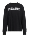 Dsquared2 Cotton Crewneck Sweater With Ribbed Hem In Black