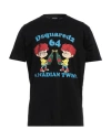 Dsquared2 Canadian Twins Printed Cotton T-shirt In Black