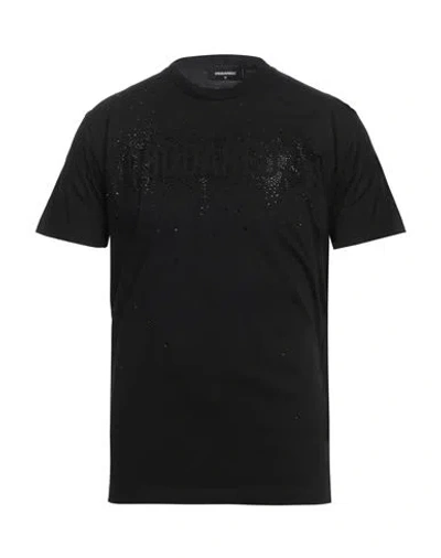 Dsquared2 Man T-shirt Black Size L Cotton, Glass