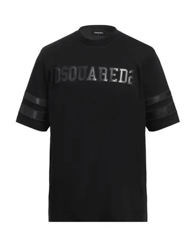 DSQUARED2 DSQUARED2 MAN T-SHIRT BLACK SIZE L COTTON, POLYESTER, POLYURETHANE