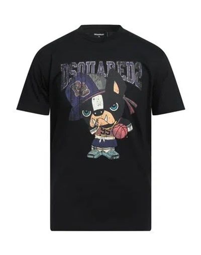 Dsquared2 Man T-shirt Black Size M Cotton In Black