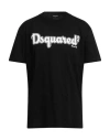 Dsquared2 Black Cotton T-shirt With Logo Print D-squared2 Man In Black