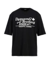 Dsquared2 Loose Fit Brothers Team T-shirt With Logo Print In Black