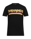 Dsquared2 Man T-shirt Black Size M Cotton, Elastane In Black