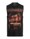 Dsquared2 Man T-shirt Black Size M Cotton, Glass In Black