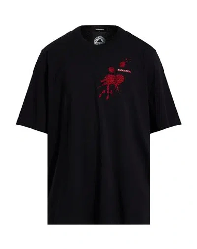 Dsquared2 Man T-shirt Black Size M Cotton, Glass, Pvc - Polyvinyl Chloride