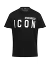 Dsquared2 Men Black Crewneck T-shirt With Maxi Logo Print On The Front In Cotton Man In Black