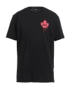 Dsquared2 Black T-shirt Featuring Striking Red Maple Leaf