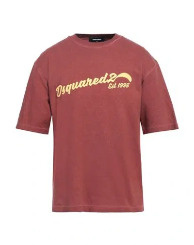 Dsquared2 Mens Bordeaux Logo Text-print Cotton-blend T-shirt