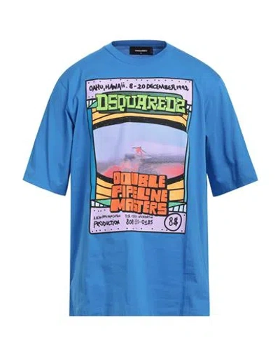 DSQUARED2 DSQUARED2 MAN T-SHIRT BRIGHT BLUE SIZE L COTTON