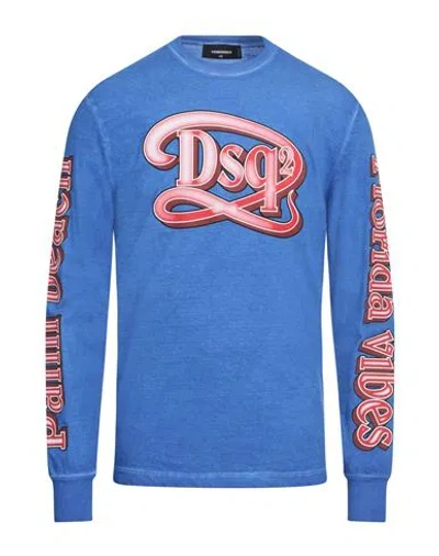 Dsquared2 Man T-shirt Bright Blue Size M Cotton