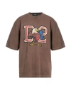 Dsquared2 Man T-shirt Brown Size L Cotton In Brown