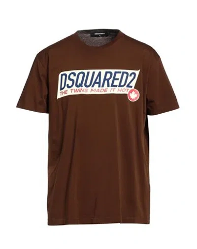 DSQUARED2 DSQUARED2 MAN T-SHIRT BROWN SIZE L COTTON