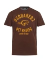 Dsquared2 Man T-shirt Brown Size L Cotton