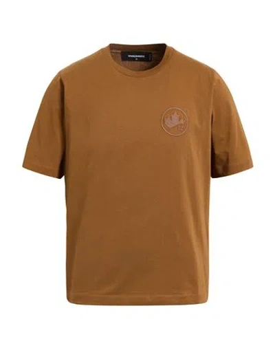Dsquared2 Man T-shirt Brown Size M Cotton