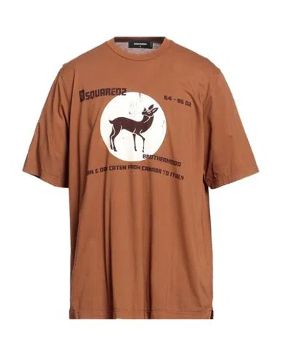 Dsquared2 Man T-shirt Brown Size M Cotton