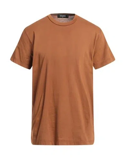 Dsquared2 Man T-shirt Camel Size M Cotton In Beige