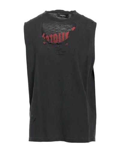 Dsquared2 Man T-shirt Charcoal Size M Cotton, Elastane In Grey