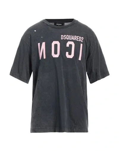 Dsquared2 Man T-shirt Charcoal Size Xxxl Cotton In Grey