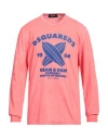 Dsquared2 Man T-shirt Coral Size L Cotton In Red