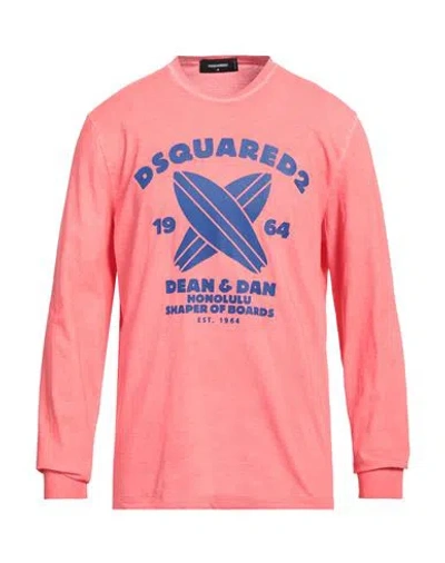 Dsquared2 Man T-shirt Coral Size L Cotton In Red
