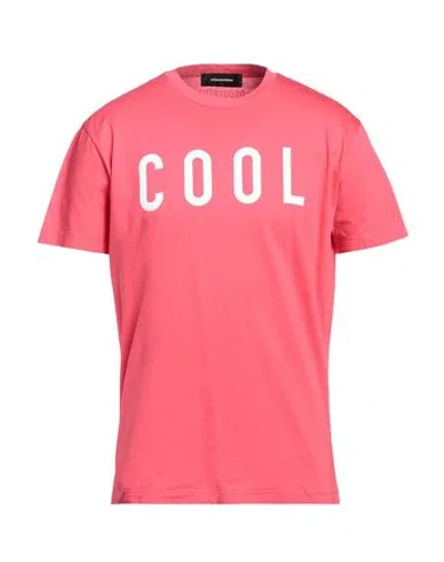 Dsquared2 Man T-shirt Coral Size L Cotton In Red