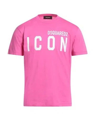 Dsquared2 Man T-shirt Fuchsia Size L Cotton In Pink
