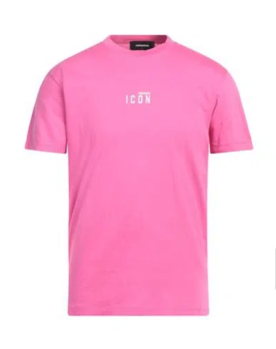 Dsquared2 Man T-shirt Fuchsia Size L Cotton In Pink
