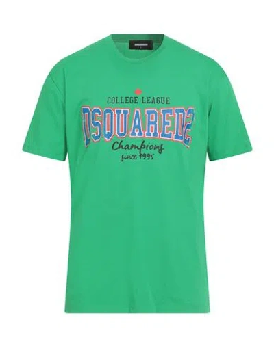 Dsquared2 Man T-shirt Green Size L Cotton