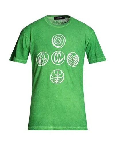 Dsquared2 Man T-shirt Green Size Xxl Cotton