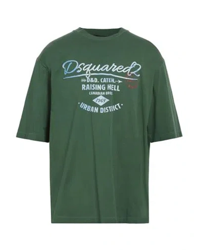 Dsquared2 Man T-shirt Green Size S Cotton