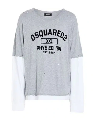 Dsquared2 Man T-shirt Grey Size L Cotton In Gray