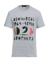 Dsquared2 Man T-shirt Grey Size L Cotton, Viscose In Grey
