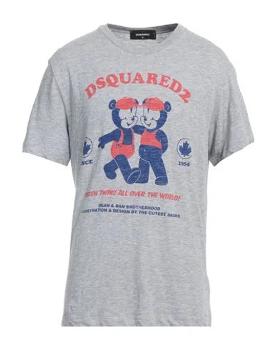 DSQUARED2 DSQUARED2 MAN T-SHIRT GREY SIZE L COTTON, VISCOSE