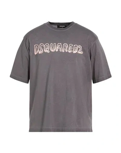 Dsquared2 Man T-shirt Grey Size M Cotton In Gray