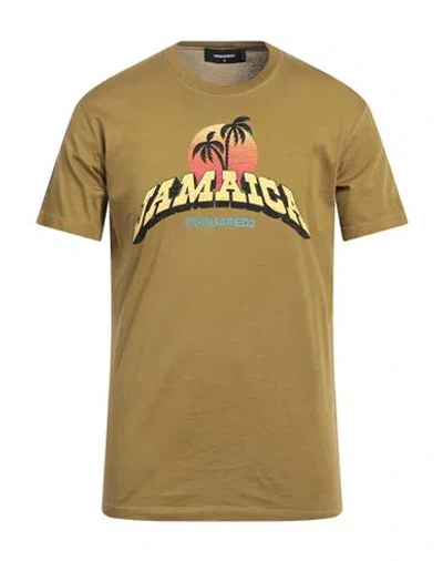 Dsquared2 Man T-shirt Khaki Size L Cotton In Beige